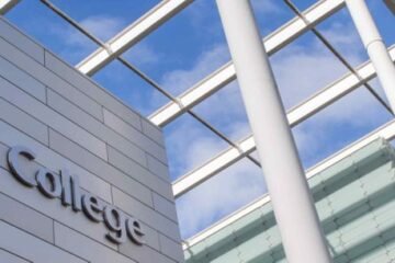 An aerial view of Imperial College London’s White City Deep Tech Campus featuring modern buildings, green spaces, and collaborative workspaces designed for innovation and sustainability.