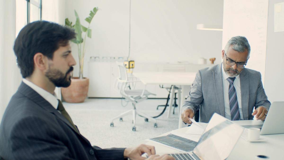 Corporate people working in office
